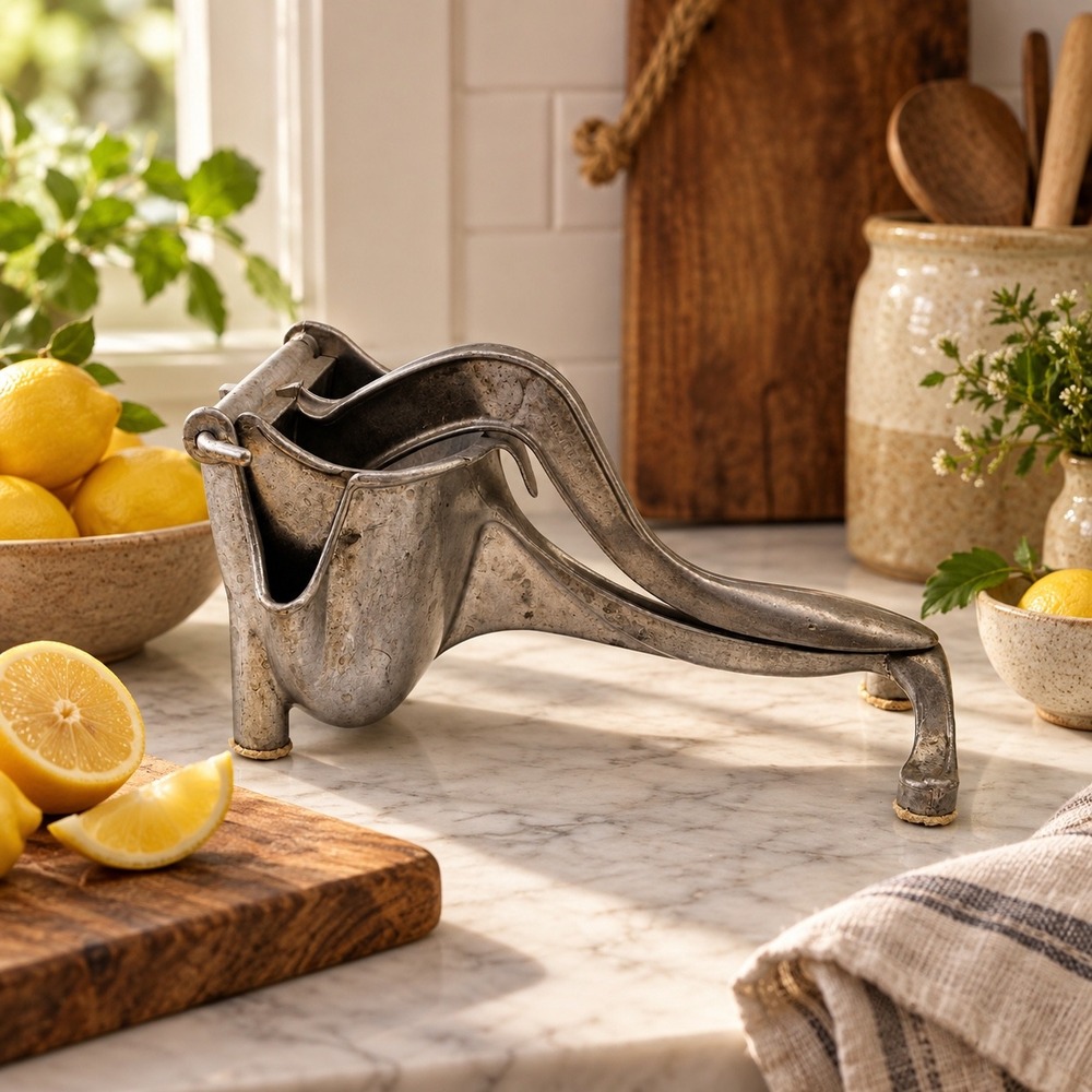 Vintage Wear-Ever Aluminum Citrus Juicer Hand Press Lemon Orange USA Strainer